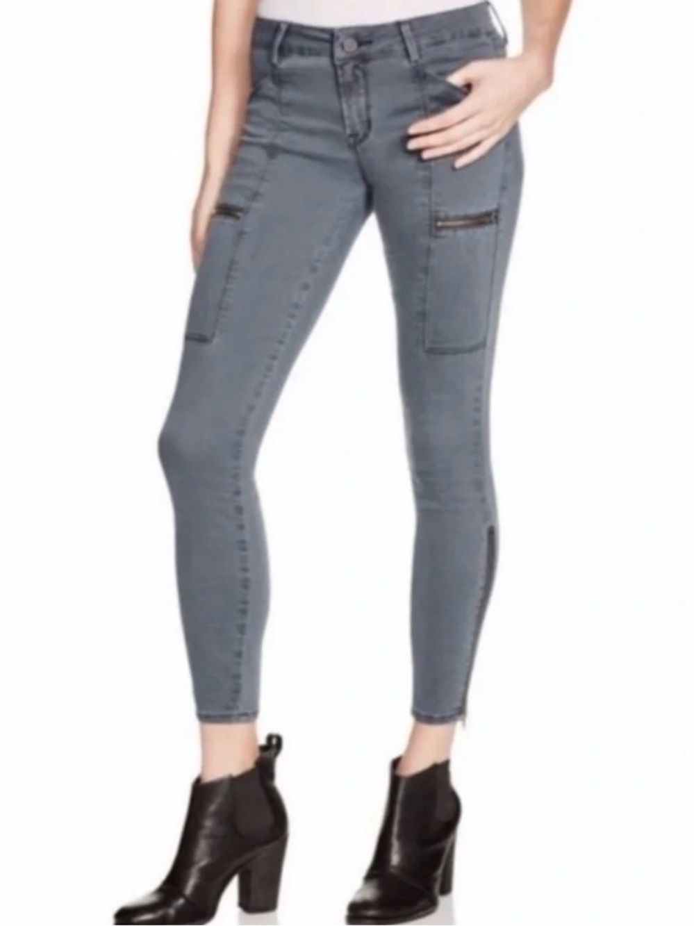 *PISTOLA* Gray x Zipper Topanga Classic Slim  Fit Stretch Denim Jeans Size 29